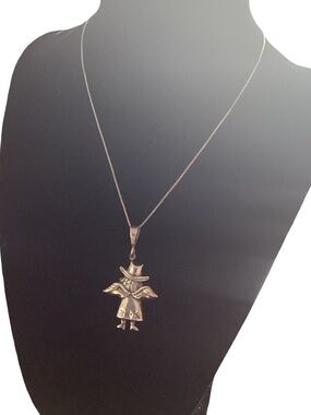 🪷 Vintage Sterling Silver Cowgirl Angel Pendant Necklace Italy 925